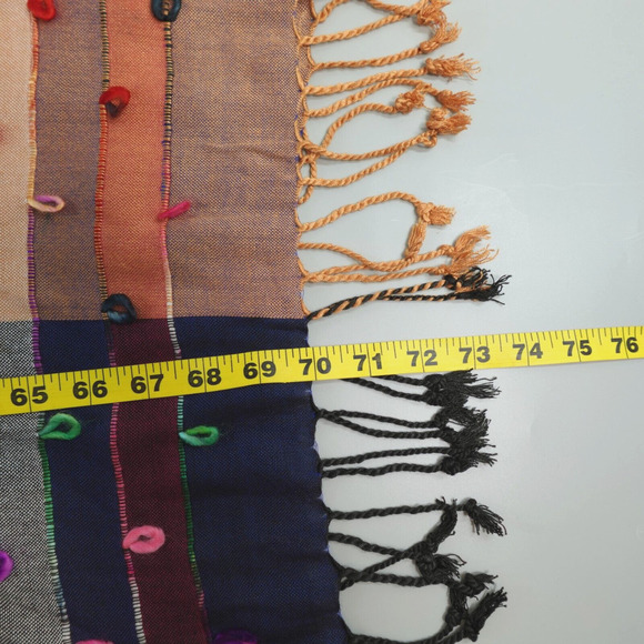 Womens Boho Scarf Wrap Womens OS Multi-color Fringe Shawl Artsy Lagenlook - Picture 9 of 12